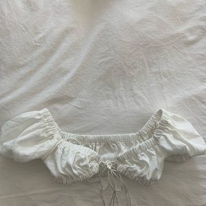 white puffy sleeved top